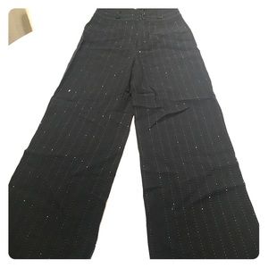 Black pants with thin white lines